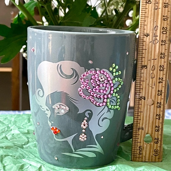 Gray coffee tea bling mug Handcrafted New - Picture 6 of 7